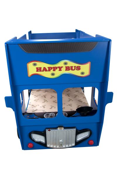 Patut tineret MDF Plastiko Happy Bus Albastru 190x90