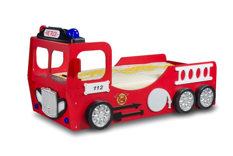 Patut tineret MDF Plastiko Fire Truck Single Rosu 190x90
